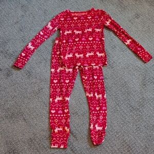 Cat & Jack Red Hearts And Reindeer Soft Pajama Set